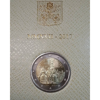 Монета 2 евро 2017 г. Ватикан. "100-летие явления Девы Марии в Фатиме". 